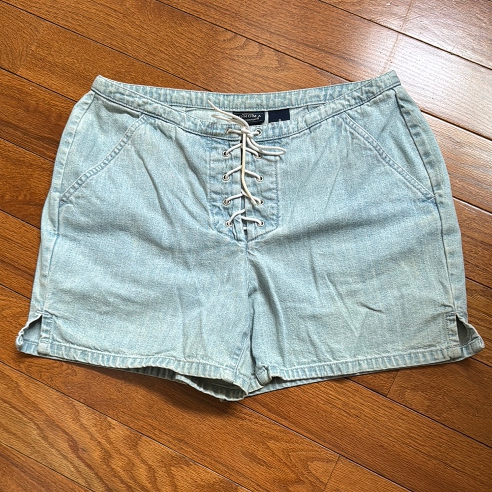 Sonoma Low Rise Blue Jean Shorts with lace up closure
